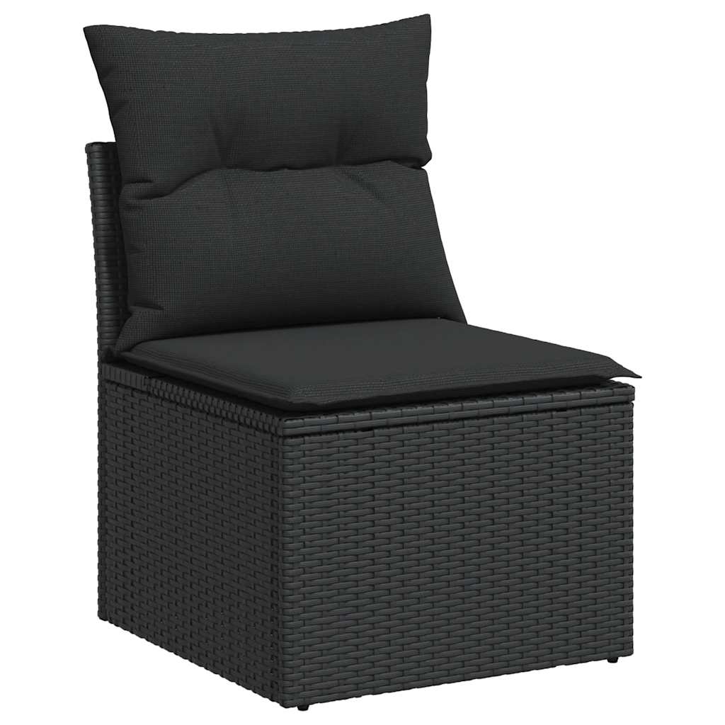 vidaXL 11-Piece Lounge Set with Cushions Poly Rattan Black