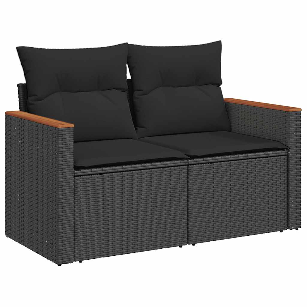 vidaXL 11-Piece Lounge Set with Cushions Poly Rattan Black