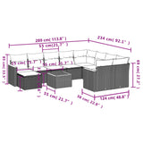 vidaXL 11-delige Loungeset met kussens poly rattan zwart