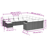vidaXL 12-Piece Lounge Set with Cushions Poly Rattan Black