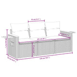 vidaXL 3-delige Loungeset met kussens poly rattan zwart