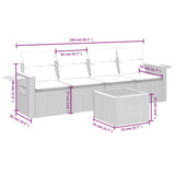 vidaXL 5-delige Loungeset met kussens poly rattan zwart