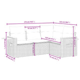 vidaXL 4-delige Loungeset met kussens poly rattan zwart