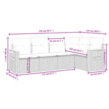 vidaXL 5-delige Loungeset met kussens poly rattan zwart