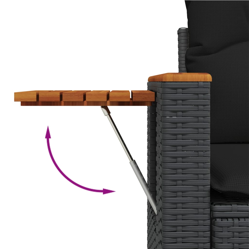 vidaXL 5-delige Loungeset met kussens poly rattan zwart