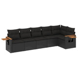 vidaXL Ensemble de salon 6 personnes avec coussins en poly rotin noir