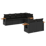 vidaXL 7-delige Loungeset met kussens poly rattan zwart