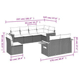 vidaXL 8-Piece Poly Rattan Lounge Set with Cushions Black