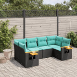 vidaXL 6-delige Loungeset met kussens poly rattan zwart