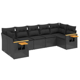 vidaXL 7-Piece Lounge Set with Cushions Poly Rattan Black