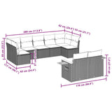 vidaXL 9-piece Poly Rattan Lounge Set with Cushions Black