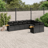vidaXL 9-piece Poly Rattan Lounge Set with Cushions Black