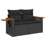 vidaXL Ensemble de salon 10 personnes avec coussins en poly rotin noir