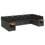 vidaXL Ensemble de salon 10 personnes avec coussins en poly rotin noir