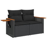 vidaXL Ensemble de salon 10 personnes avec coussins en poly rotin noir