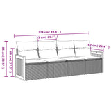 vidaXL Ensemble de 4 banques de jardin avec coussins, noir polyrotan