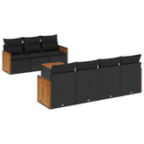 vidaXL Ensemble de salon 8 personnes avec coussins en poly rotin noir
