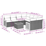 vidaXL 9-piece Poly Rattan Lounge Set with Cushions Black