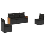 vidaXL Ensemble de salon 5 personnes avec coussins en poly rotin noir