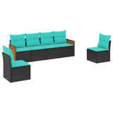 vidaXL ensemble de 6 bancs de jardin avec coussins en polyrotan noir