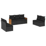 vidaXL 7-Piece Lounge Set with Cushions Poly Rattan Black