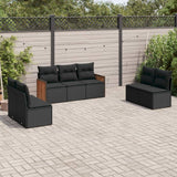 vidaXL 7-Piece Lounge Set with Cushions Poly Rattan Black