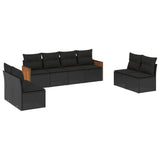 vidaXL Ensemble de salon 8 personnes avec coussins en poly rotin noir