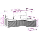 vidaXL 4-Piece Poly Rattan Lounge Set with Cushions Black