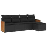 vidaXL 5-piece Lounge Set with Cushions Poly Rattan Black