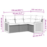 vidaXL 4-piece Garden Sofa Set with Cushions, Black Poly Rattan