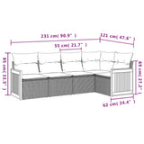 vidaXL 5-piece Lounge Set with Cushions Poly Rattan Black