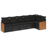 vidaXL Ensemble de salon 6 personnes avec coussins en poly rotin noir
