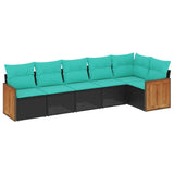vidaXL ensemble de 6 bancs de jardin avec coussins en polyrotan noir