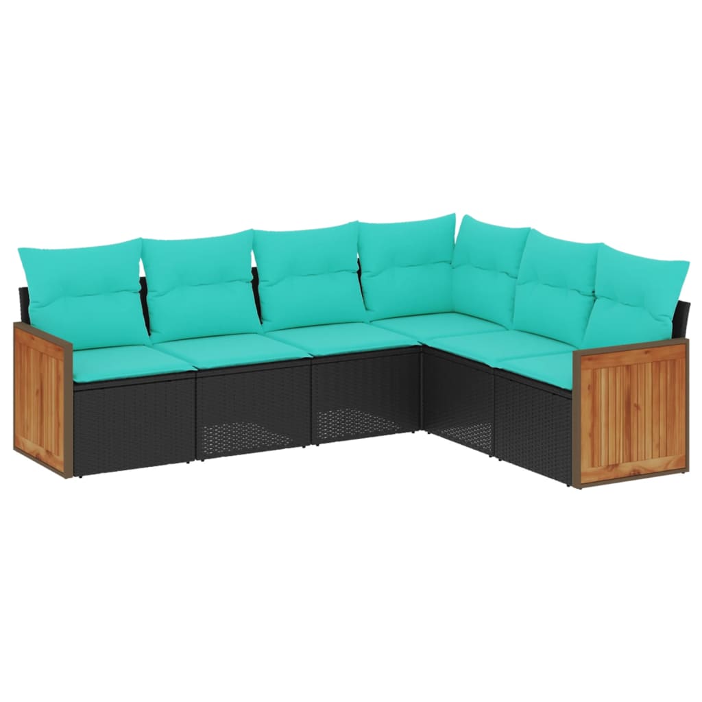 vidaXL ensemble de 6 bancs de jardin avec coussins en polyrotan noir
