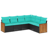 vidaXL ensemble de 6 bancs de jardin avec coussins en polyrotan noir