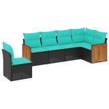 vidaXL ensemble de 6 bancs de jardin avec coussins en polyrotan noir