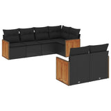 vidaXL 7-Piece Lounge Set with Cushions Poly Rattan Black