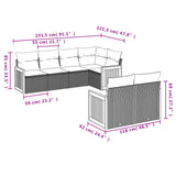 vidaXL ensemble de 7 banques de jardin avec coussins en polyrotan noir