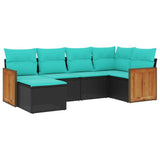 vidaXL ensemble de 6 bancs de jardin avec coussins en polyrotan noir