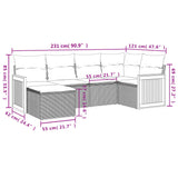 vidaXL ensemble de 6 bancs de jardin avec coussins en polyrotan noir
