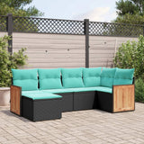 vidaXL ensemble de 6 bancs de jardin avec coussins en polyrotan noir