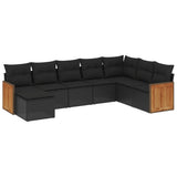 vidaXL Ensemble de salon 8 personnes avec coussins en poly rotin noir