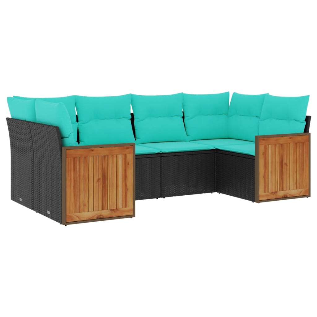 vidaXL ensemble de 6 bancs de jardin avec coussins en polyrotan noir