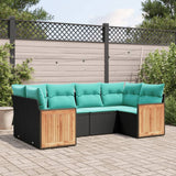 vidaXL ensemble de 6 bancs de jardin avec coussins en polyrotan noir