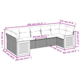 vidaXL ensemble de 7 banques de jardin avec coussins en polyrotan noir