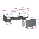 vidaXL ensemble de 9 banques de jardin avec coussins en polyrotan noir