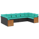 vidaXL ensemble de 10 banques de jardin avec coussins en polyrotan noir