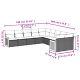 vidaXL ensemble de 10 banques de jardin avec coussins en polyrotan noir