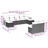 vidaXL ensemble de 9 banques de jardin avec coussins en polyrotan noir