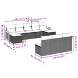 vidaXL ensemble de 10 banques de jardin avec coussins en polyrotan noir
